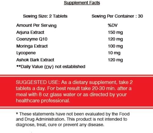Natural Cardiovax with Coenzyme Q10 Arjuna Extract &amp Moringa Extract - 60 Capsules