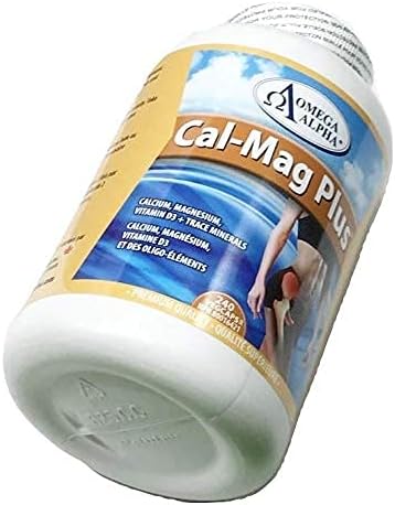 Omega Alpha. Cal-Mag Plus-Liquid Ca &amp Mg with Vitamin D+Trace Minerals-Helps The Development and Maintenance of Bones and Teeth 240veg Capsules