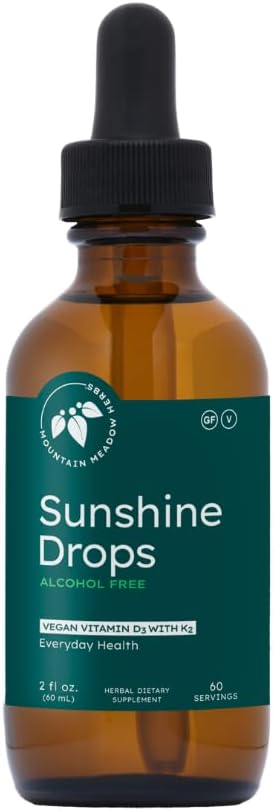 Mountain Meadow Herbs Sunshine Drops | Vegan Vitamin D3 Booster for Healthy Bones &amp Teeth | Ideal Winter Supplement | Tincture 2oz