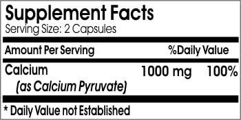 Calcium Pyruvate 1000mg // 200 Capsules // Pure // by PureControl Supplements