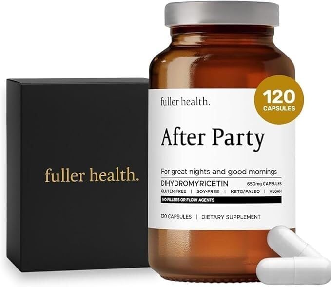 Fuller Health After Party DHM Dihydromyricetin Supplement | Supports Liver Metabolism Energy Levels Post-Celebration Relief | Feel Refreshed 650mg Per Pill | 1 Bottle 24 Servings