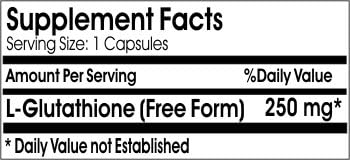 Glutathione 250mg // 100 Capsules // Pure // by PureControl Supplements