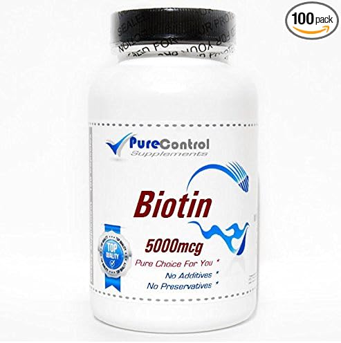 Biotin 5000mcg // 100 Capsules // Pure // by PureControl Supplements