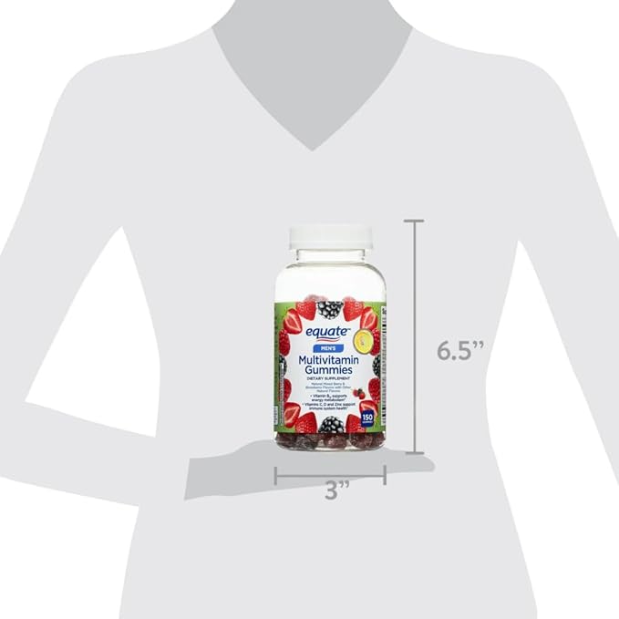 Equate Men's Multivitamin Gummies Daily Multivitamin for Adult Men Mixed Berry &amp Strawberry Flavor 150 Count (75 Servings) Sticker