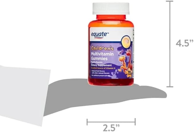 Equate Children's Multivitamin Gummies Natural Fruit Flavors with Vitamin D 70 Count Sticker
