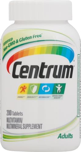Centrum Adult Multivitamin/Multimineral Supplement with Antioxidants Zinc Vitamin D3 and B Vitamins Gluten Free Non-GMO Ingredients - 200 Count