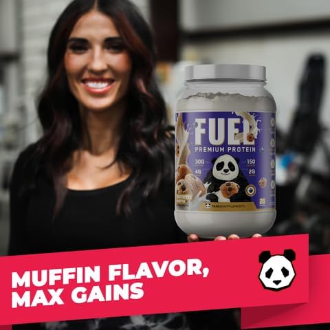 Underground Bio Labs Panda Fuel Premium Protein WheyHydrolyzed CollagenCaseinProbiotics Enzymes Keto FriendlyTime Release 25 Servings (2.5 Pound Blueberry Muffin)