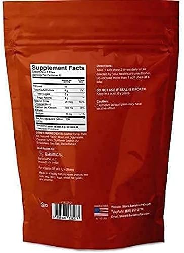 BariatricPal 30-Day Bariatric Vitamin Bundle (Multivitamin ONE 1 per Day! Capsule with 45mg Iron and Calcium Citrate Soft Chews 500mg with Probiotics - French Caramel Vanilla)