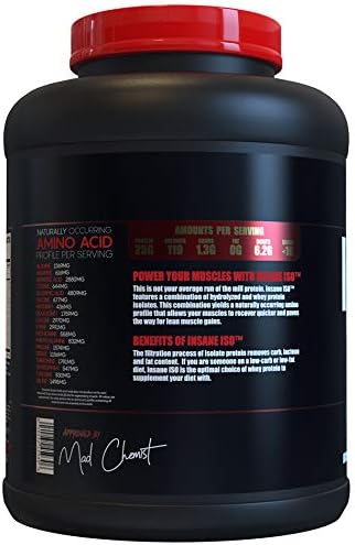 Insane Labz Insane ISO Whey Protein Powder Featuring 25g of Hydrolyzed Whey Isolate 60 Servings Vanilla