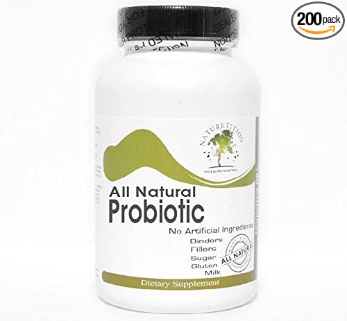 All Natural Probiotic 10 to 50 Billion Live Probiotic Cultures ~ 200 Capsules - No Additives ~ Naturetition Supplements