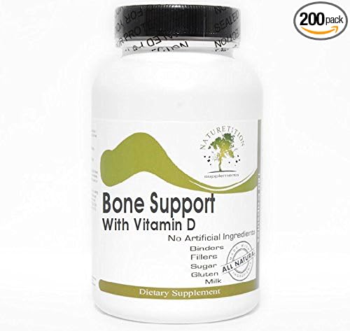 Bone Support with Vitamin D ~ 200 Capsules - No Additives ~ Naturetition Supplements