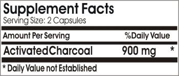 Activated Charcoal 900mg ~ 180 Capsules - No Additives