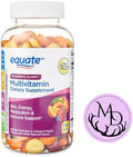 Equate Women's Multivitamin Gummies for Skin Mixed Berry Orange and Peach 170 Count + Dri Store Sticker.