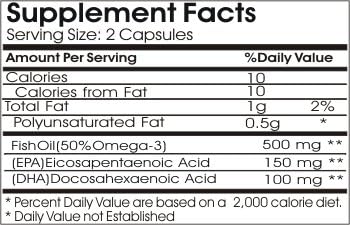 Natural Max Omega 3 EPA Fish Oil 500mg // 200 Capsules // Pure // by PureControl Supplements.