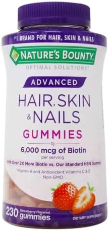 Nature's Bounty Hair Skin &amp Nails Rapid Gummies Argan-Infused Vitamin Supplement with Biotin  Supports Hair Skin and Nail Health for Women 230 Count
