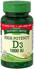 Nature's Truth High Potency Vitamin D3 1000 IU Quick Release Softgels - 130 ct Pack of 2