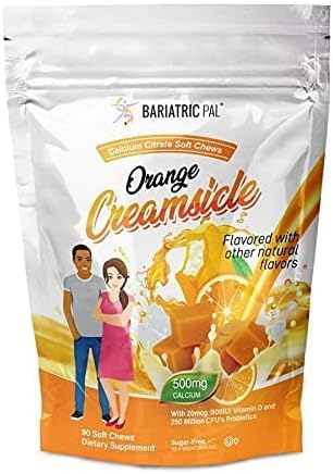 BariatricPal 30-Day Bariatric Vitamin Bundle (Multivitamin ONE 1 per Day! Capsule with 45mg Iron and Calcium Citrate Soft Chews 500mg with Probiotics - Orange Creamsicle)