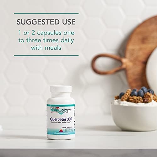 NutriCology Quercetin 300 - Supports Mast Cell and Histamine Response - Includes Vitamin C - Delivers 300 mg Quercetin Per Capsule - Vegetarian &amp Hypoallergenic - 30 Servings - 60 Capsules