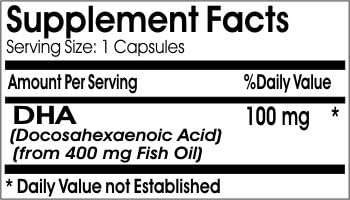 DHA Fish Oil (Emulsified Dry) 100mg // 100 Capsules // Pure // by PureControl Supplements