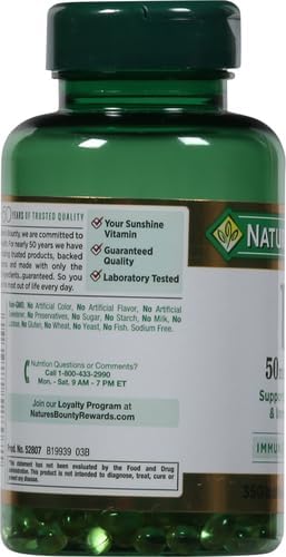 Nature's Bounty Vitamin D3 2000 IU|Supports Immune HealthCalcium Absorption &amp Bone Strength|Essential for Healthy Bones|Non-GMONo-Gluten350 Softgels1 Serving Per Day for Daily Health(Pack of
