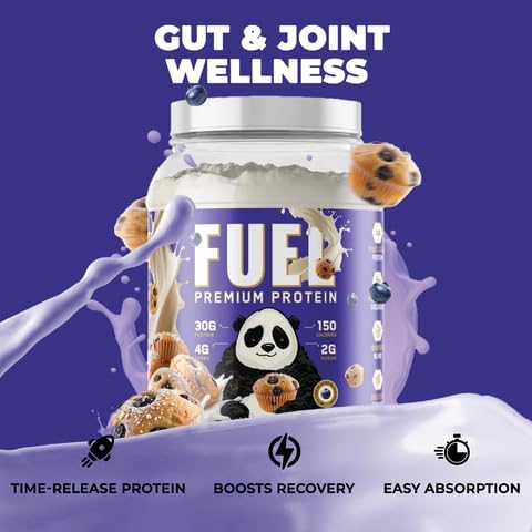 Underground Bio Labs Panda Fuel Premium Protein WheyHydrolyzed CollagenCaseinProbiotics Enzymes Keto FriendlyTime Release 25 Servings (2.5 Pound Blueberry Muffin)