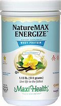 Maxi-Health NatureMax Energize Whey Protein Powder- Diet Supplement Meal Replacement - 20g Protein Per Serving - Natural Vanilla Flavor - Kosher Dairy Vitamin - 1.17lb