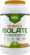 MFL 100% Pure Isolate Protein 2 lbs l 30g of Protein l 12g Amino Acids l Keto Friendly l Low Carbs | 28 Servings (Vanilla Bean)