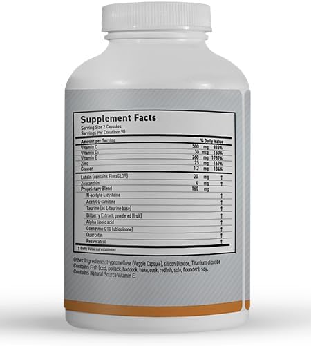 MaxiVision® Ocular Formula - AREDS2 - Eye Vitamins &amp Multivitamin - Lutein and Zeaxanthin (180 Capsules 1 Bottle)