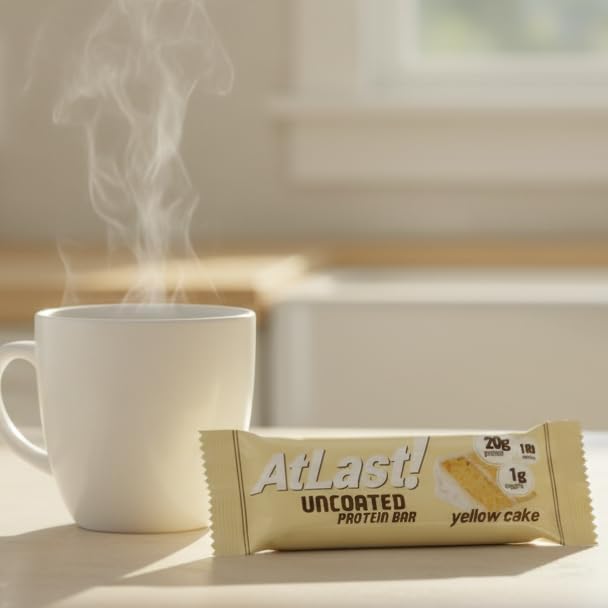 AtLast! Nutrition Yellow Cake Protein Bars 20g Protein 1g Sugar 3g Net Carb Gluten Free Keto Friendy 12 Count