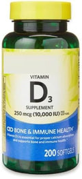 SEDLAV Vitamin D3 Supplement Softgels 250mcg per Softgel 10000 IU 200 Count Sticker