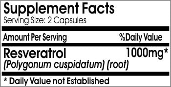 Resveratrol 1000mg ~ 90 Capsules - No Additives ~ Naturetition Supplements