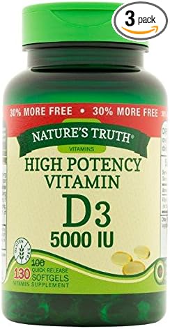 Nature's Truth High Potency Vitamin D3 5000 iu 130 Count (Pack of 3)