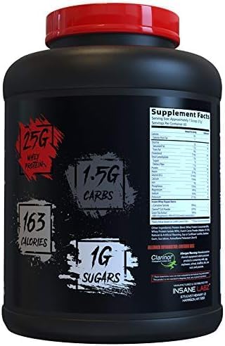 Insane Labz Insane Whey Ripped Lean Muscle Building Protein with L-Carnitine and CLA Oil Powder 5lbs 60 Servings Vanilla