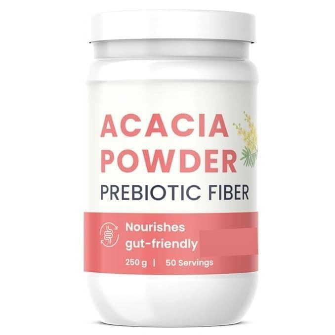 Acacia Fiber Powder - Prebiotic Fiber Supplement for Digestive Health &amp Gut Wellness - Vegan Gluten-Free Non-GMO - Supports Regularity Easy to Digest Dissolves Instantly (250g)