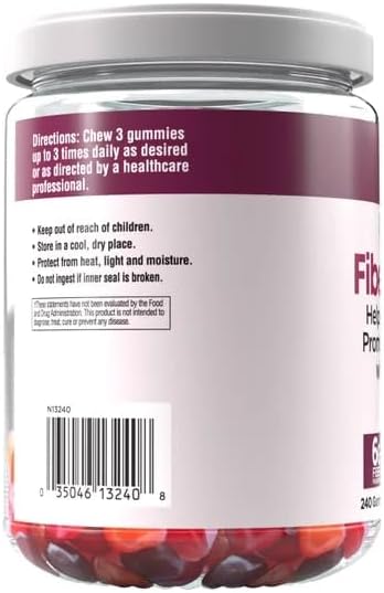 Exquisite Fiber Gummies for Digestive Health 240 Count Sugar Free
