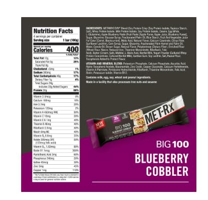 Mat-rx Big 100 Colossal Protein Bars Blueberry Cobbler Meal Replacement Bars 14.10 oz