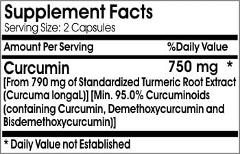 Curcumin 750mg Curcuminoids 95% // 200 Capsules // Pure // by PureControl Supplements