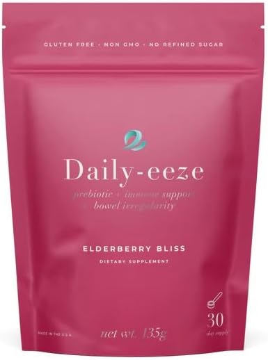Daily-eeze Prebiotic Fiber - Prebiotic Inulin Fiber with Elderberry - Supports Digestive Wellness Regularity &amp Gut Balance - Gentle Daily Supplement for Women &amp Men | 30 Servings
