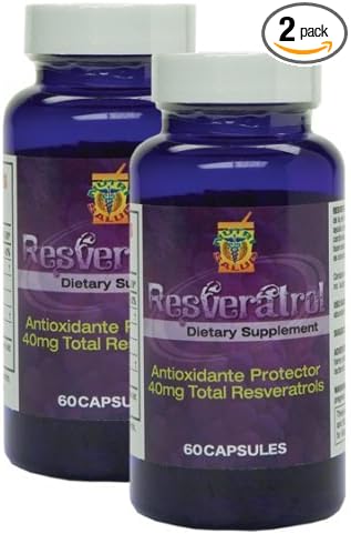 Nutrisalud Products Resveratrol alta potencia. Set de 2 Frascos con 60 gelcaps c/u. Poderoso antioxidante Natural. Regenerador celular Anti edad mantiene joven y saludable el organismo.