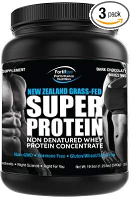 Fortifeye Super New Zealand Grass Fed Whey Protein Dark Chocolate Fudge Flavor 60 Servings 1 Pack - Non-Denatured Organic Grass Fed Whey Protein Powder Chocolate for Workout Sports &amp Immune Sys
