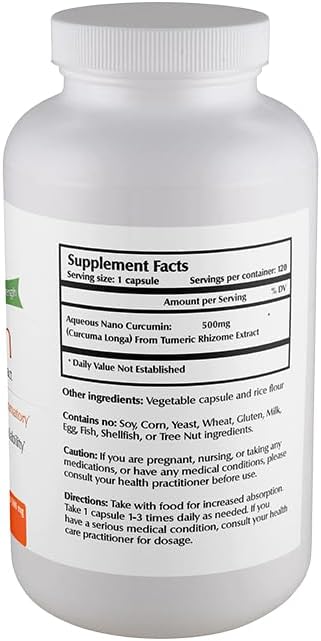 One Planet Nutrition Nano Curcumin 500 mg Veggie Capsules (120 Servings) Nano for High Absorption Supports Immune Health Non-GMO Vegan Gluten-Free