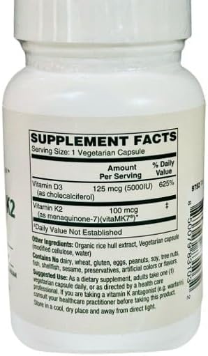 Vitamin D3 + K2 by Balterra – Bone Immune &amp Heart Support Supplement
