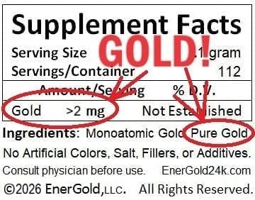 EnerGold® Monoatomic Gold/ORMUS: World's ONLY Pure-G O L D! Deflect Radiation EMFs &amp Low-Energy Frequencies Repair DNA Pineal Gland &amp All Tissues of the Body Energize Aura Chakras...