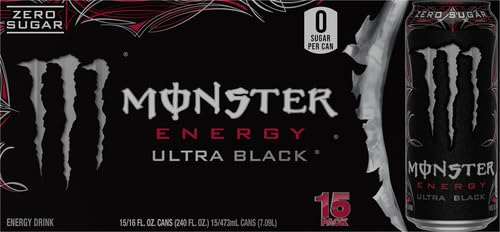 Monster Energy Ultra Black Sugar Free Energy Drink 16 Ounce | Pack of 15