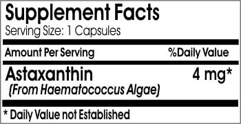 Astaxanthin 4mg // 180 Capsules // Pure // by PureControl Supplements
