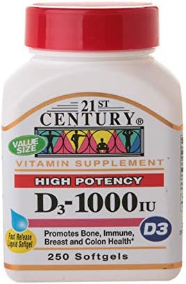 21st Century Vitamin D3-1000 IU Softgels - 250 ct Pack of 3