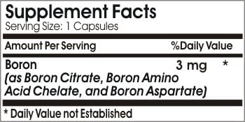 Chelated Boron 3mg ~ 200 Capsules - No Additives ~ Naturetition Supplements