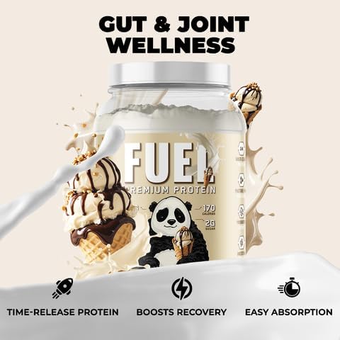 Underground Bio Labs Panda Fuel Premium Protein WheyHydrolyzed CollagenCaseinProbiotics Enzymes Keto FriendlyTime Release 25 Servings (2.5 Pound Ice Cream Sundae Cone)