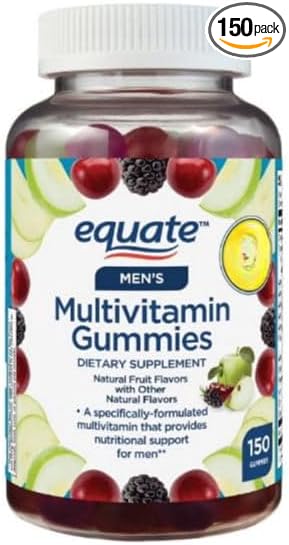 Equate Men's Multivitamin Gummies Daily Multivitamin for Adult Men Natural Mixed Fruit Flavor 150 Count (75 Servings) Sticker