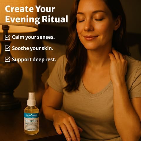 True Love Slumber Magnesium Boost | Essential Oil Aromatherapy Spray with Lavender &amp Chamomile | Pure Magnesium Spray for Feet | Magnesium &amp Trace Minerals for Relaxation &amp Mood Enhancemen